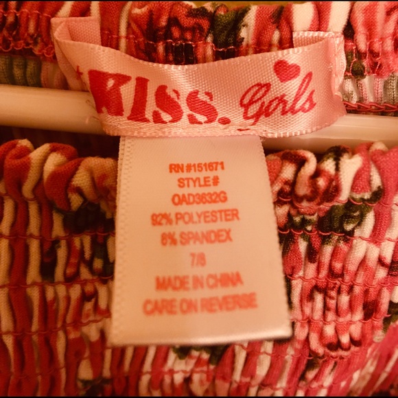 COOL Girls Rose Striped Floral Off Shoulder Dress - Picture 7 of 8